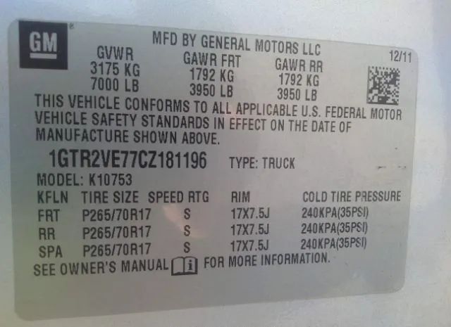 Photo 8 VIN: 1GTR2VE77CZ181196 - GMC SIERRA 1500 