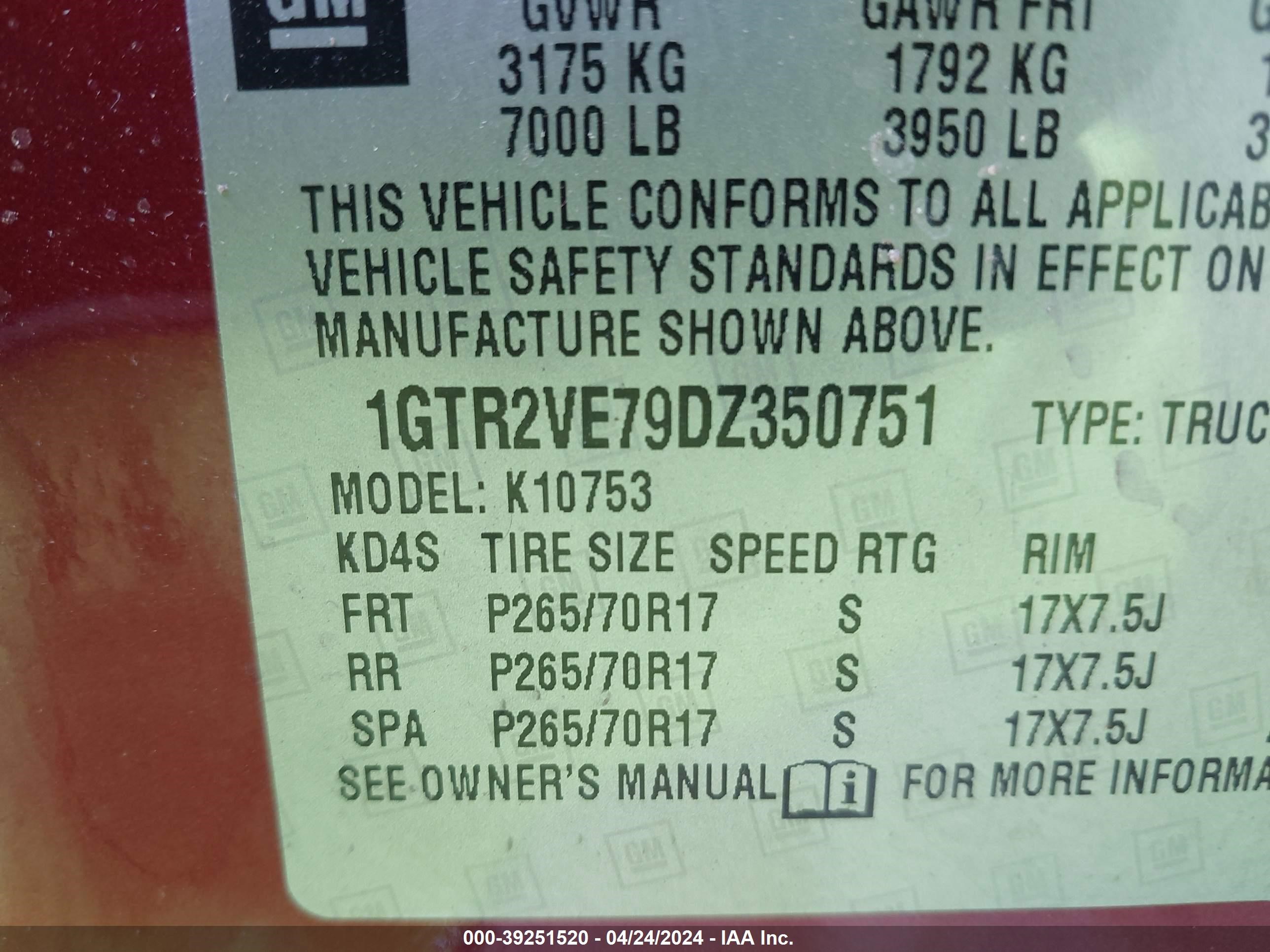 Photo 7 VIN: 1GTR2VE79DZ350751 - GMC SIERRA 