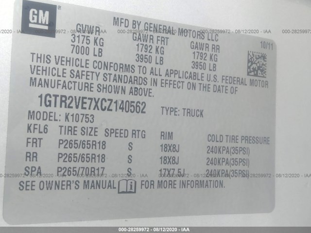 Photo 8 VIN: 1GTR2VE7XCZ140562 - GMC SIERRA 1500 