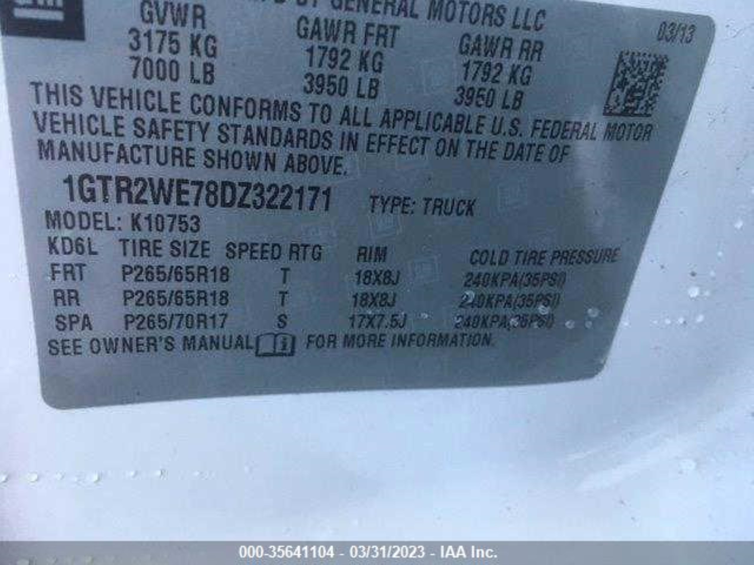 Photo 8 VIN: 1GTR2WE78DZ322171 - GMC SIERRA 