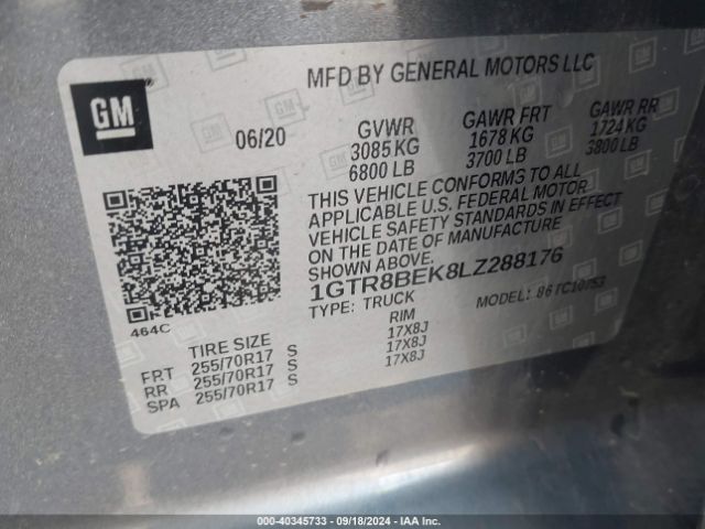 Photo 8 VIN: 1GTR8BEK8LZ288176 - GMC SIERRA 