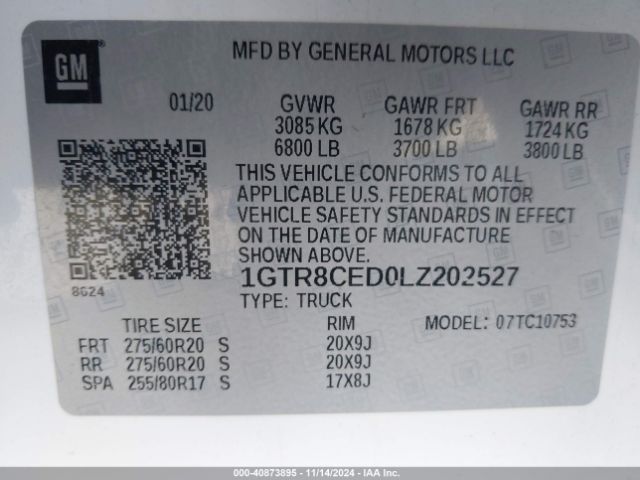 Photo 8 VIN: 1GTR8CED0LZ202527 - GMC SIERRA 