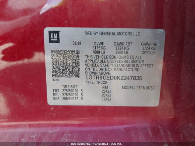 Photo 8 VIN: 1GTR9CED0KZ247835 - GMC SIERRA 