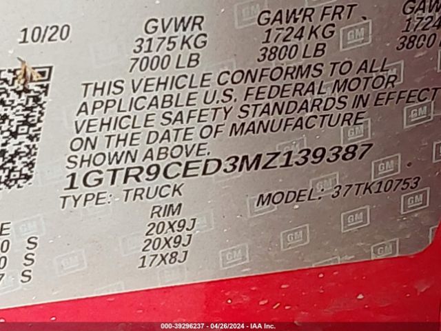 Photo 8 VIN: 1GTR9CED3MZ139387 - GMC SIERRA 1500 