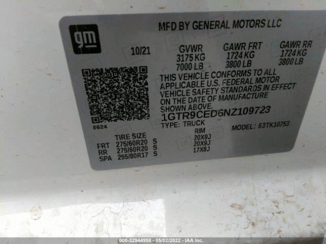 Photo 8 VIN: 1GTR9CED6NZ109723 - GMC SIERRA 1500 LIMITED 