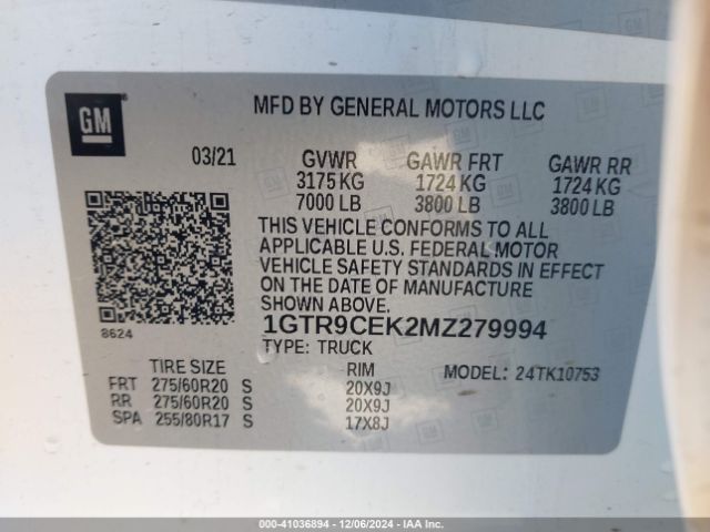 Photo 8 VIN: 1GTR9CEK2MZ279994 - GMC SIERRA 