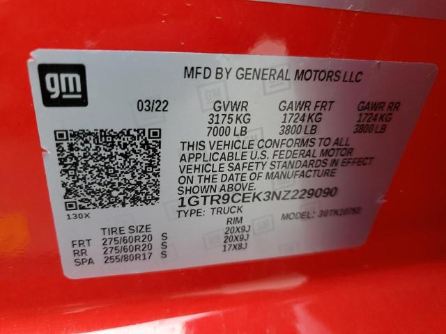 Photo 12 VIN: 1GTR9CEK3NZ229090 - GMC SIERRA 