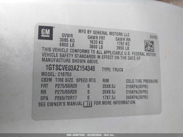 Photo 8 VIN: 1GTSCVE03AZ154348 - GMC SIERRA 1500 