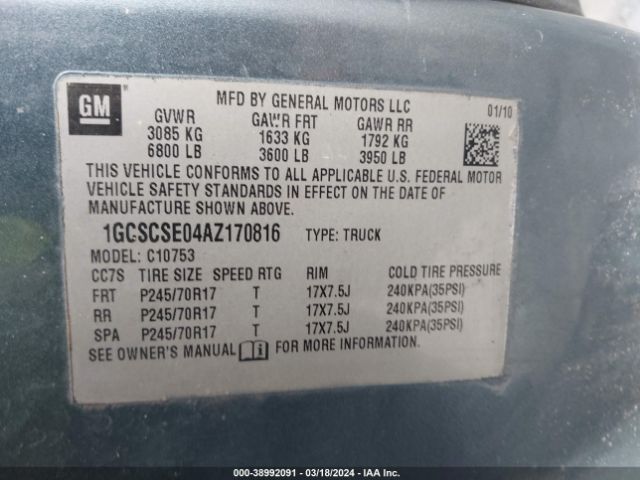 Photo 8 VIN: 1GTSCVE05AZ188291 - GMC SIERRA 1500 