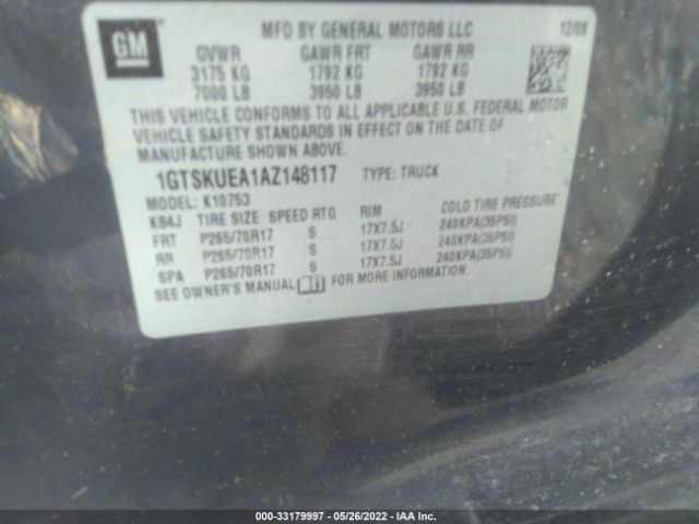 Photo 8 VIN: 1GTSKUEA1AZ148117 - GMC SIERRA 1500 