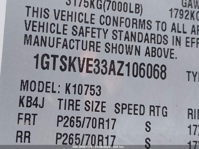 Photo 8 VIN: 1GTSKVE33AZ106068 - GMC SIERRA 1500 