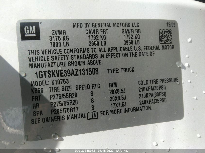 Photo 8 VIN: 1GTSKVE39AZ131508 - GMC SIERRA 