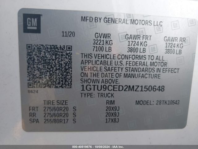 Photo 8 VIN: 1GTU9CED2MZ150648 - GMC SIERRA 