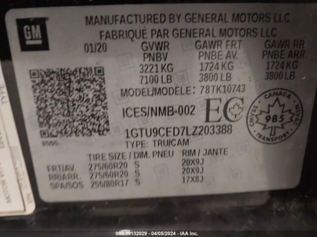 Photo 8 VIN: 1GTU9CED7LZ203388 - GMC SIERRA 1500 