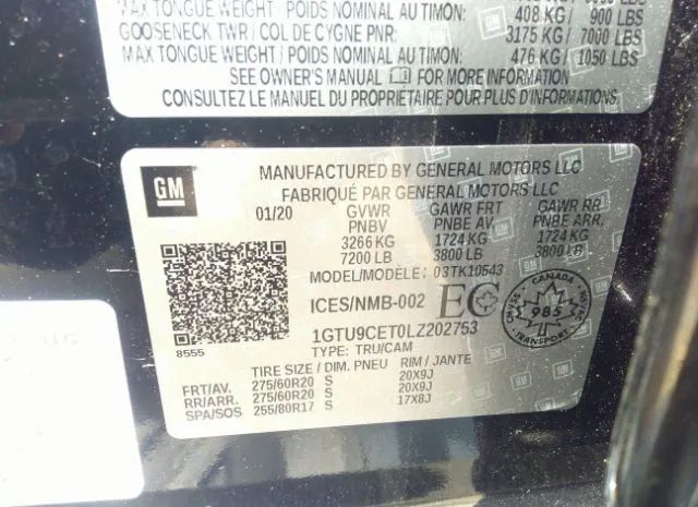 Photo 8 VIN: 1GTU9CET0LZ202753 - GMC SIERRA 1500 