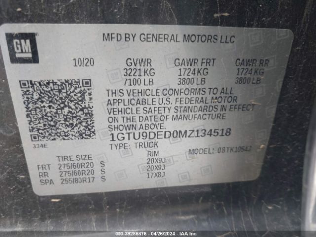 Photo 8 VIN: 1GTU9DED0MZ134518 - GMC SIERRA 1500 