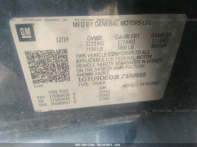 Photo 8 VIN: 1GTU9DED3LZ188555 - GMC SIERRA 1500 