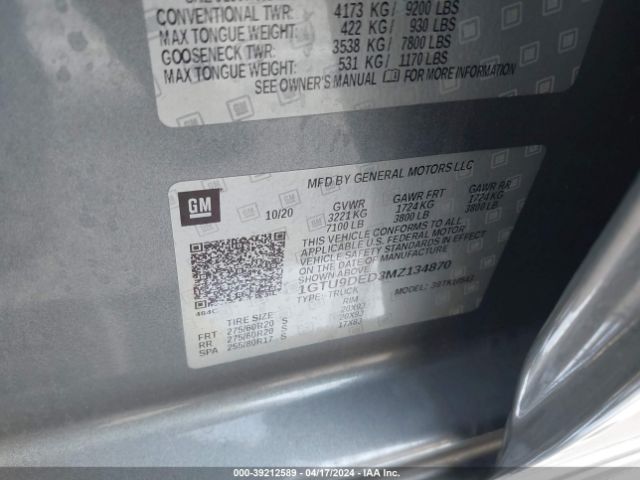 Photo 8 VIN: 1GTU9DED3MZ134870 - GMC SIERRA 1500 