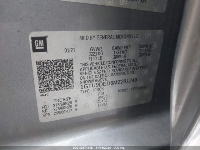 Photo 8 VIN: 1GTU9DED6MZ201249 - GMC SIERRA 