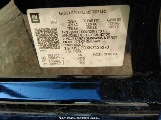 Photo 8 VIN: 1GTU9DEDXKZ135270 - GMC SIERRA 1500 