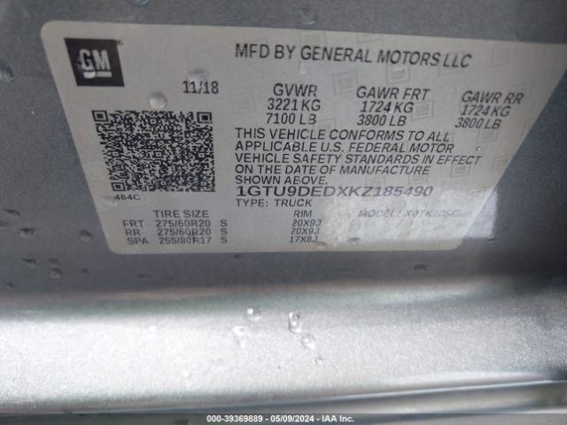 Photo 8 VIN: 1GTU9DEDXKZ185490 - GMC SIERRA 1500 