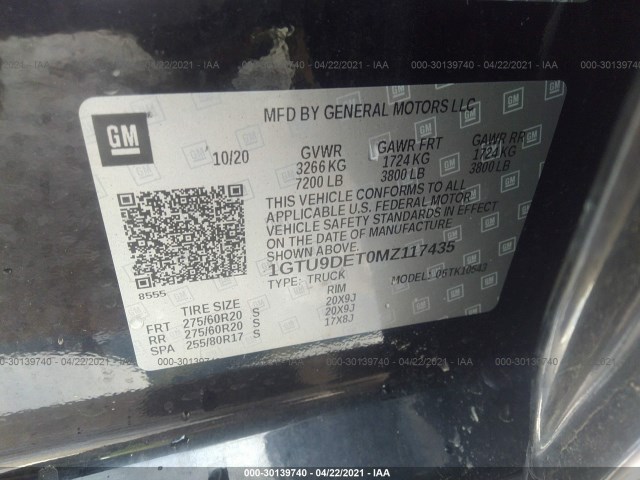 Photo 8 VIN: 1GTU9DET0MZ117435 - GMC SIERRA 1500 