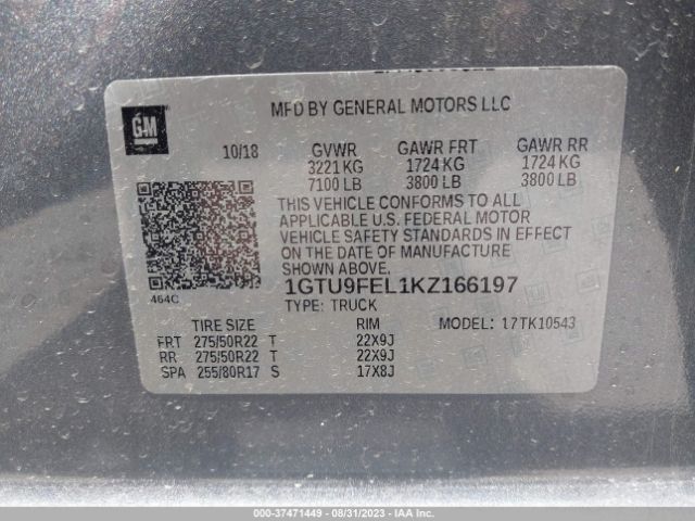 Photo 8 VIN: 1GTU9FEL1KZ166197 - GMC SIERRA 1500 