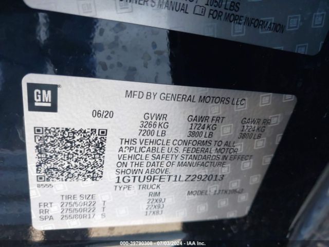 Photo 8 VIN: 1GTU9FET1LZ292013 - GMC SIERRA 1500 