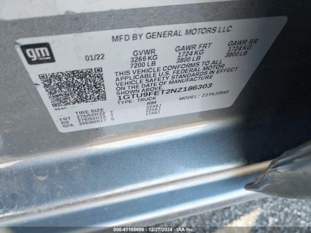 Photo 8 VIN: 1GTU9FET2NZ186303 - GMC SIERRA LIMITED 