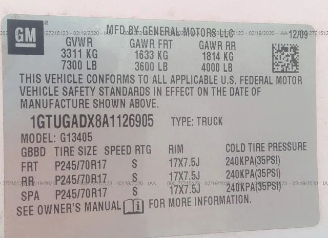 Photo 8 VIN: 1GTUGADX8A1126905 - GMC SAVANA CARGO VAN 