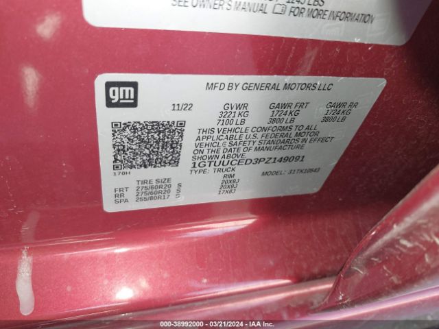 Photo 8 VIN: 1GTUUCED3PZ149091 - GMC SIERRA 1500 