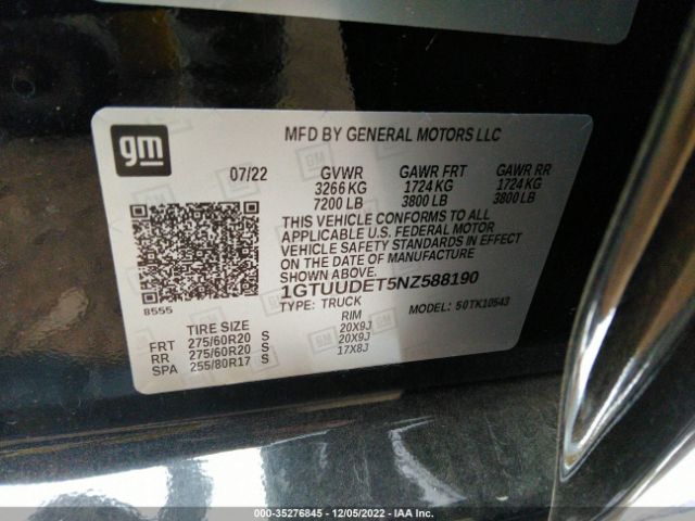 Photo 8 VIN: 1GTUUDET5NZ588190 - GMC SIERRA 1500 