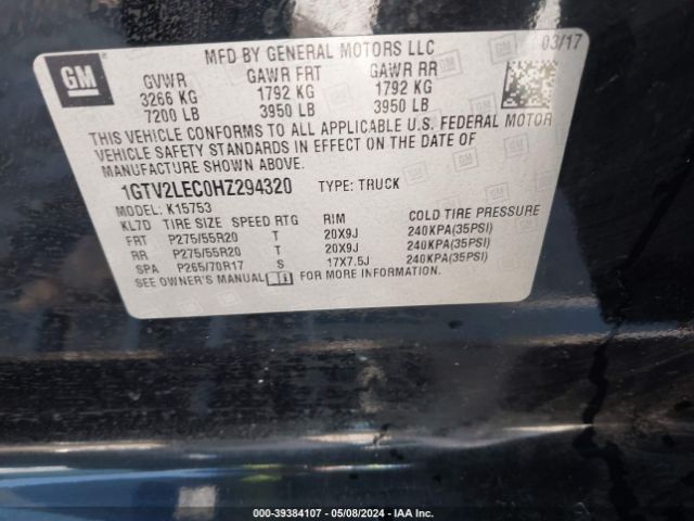 Photo 8 VIN: 1GTV2LEC0HZ294320 - GMC SIERRA 1500 