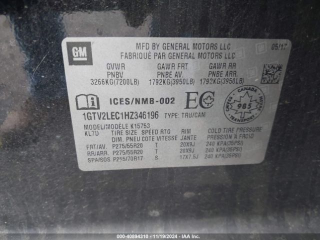 Photo 8 VIN: 1GTV2LEC1HZ346196 - GMC SIERRA 