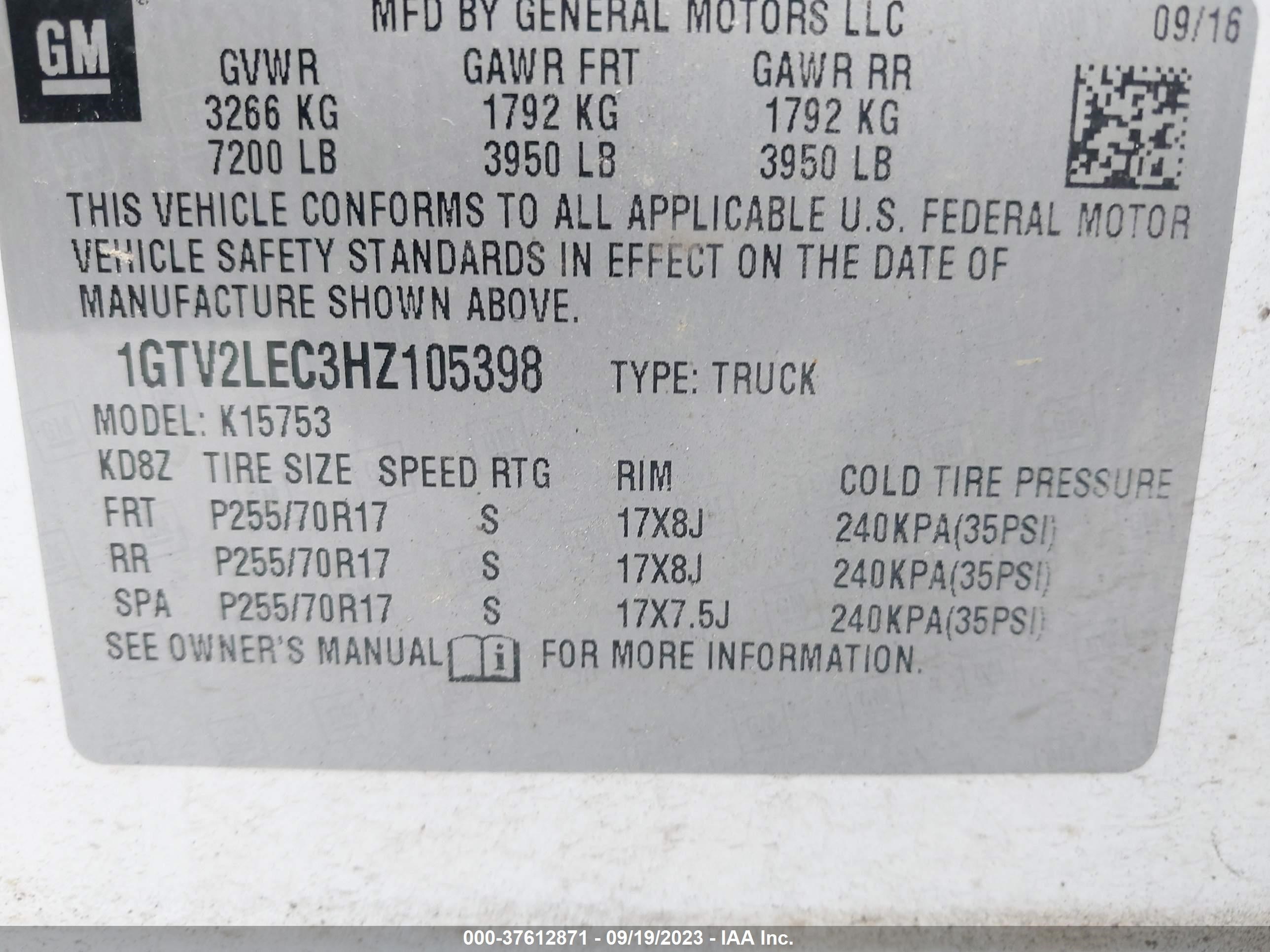 Photo 8 VIN: 1GTV2LEC3HZ105398 - GMC SIERRA 