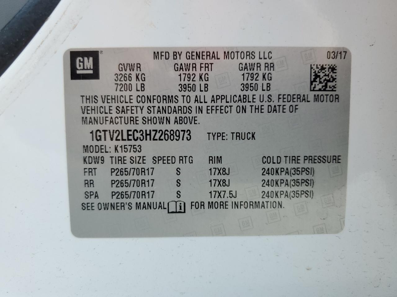 Photo 12 VIN: 1GTV2LEC3HZ268973 - GMC SIERRA 