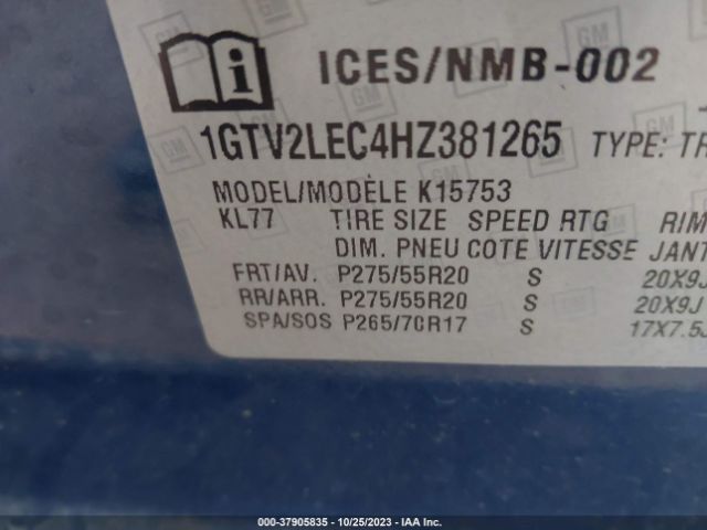 Photo 8 VIN: 1GTV2LEC4HZ381265 - GMC SIERRA 1500 