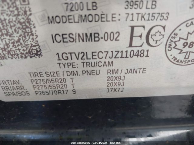 Photo 8 VIN: 1GTV2LEC7JZ110481 - GMC SIERRA 1500 