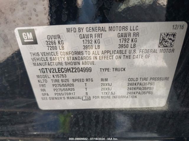 Photo 8 VIN: 1GTV2LEC9HZ204999 - GMC SIERRA 