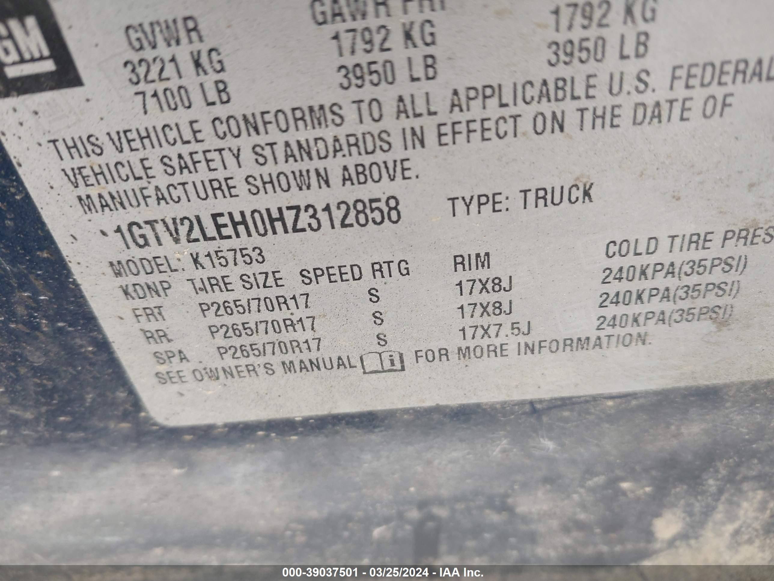 Photo 8 VIN: 1GTV2LEH0HZ312858 - GMC SIERRA 