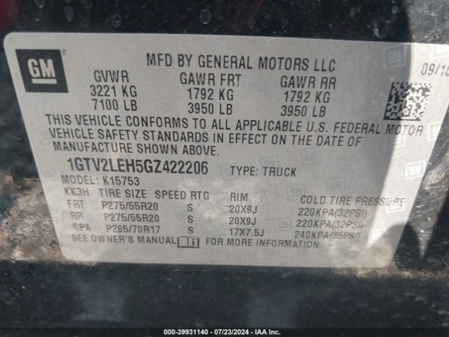 Photo 8 VIN: 1GTV2LEH5GZ422206 - GMC SIERRA 