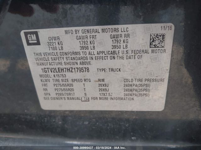 Photo 8 VIN: 1GTV2LEH7HZ179578 - GMC SIERRA 1500 