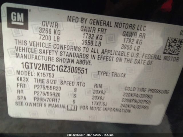 Photo 8 VIN: 1GTV2MEC1GZ300551 - GMC SIERRA 1500 