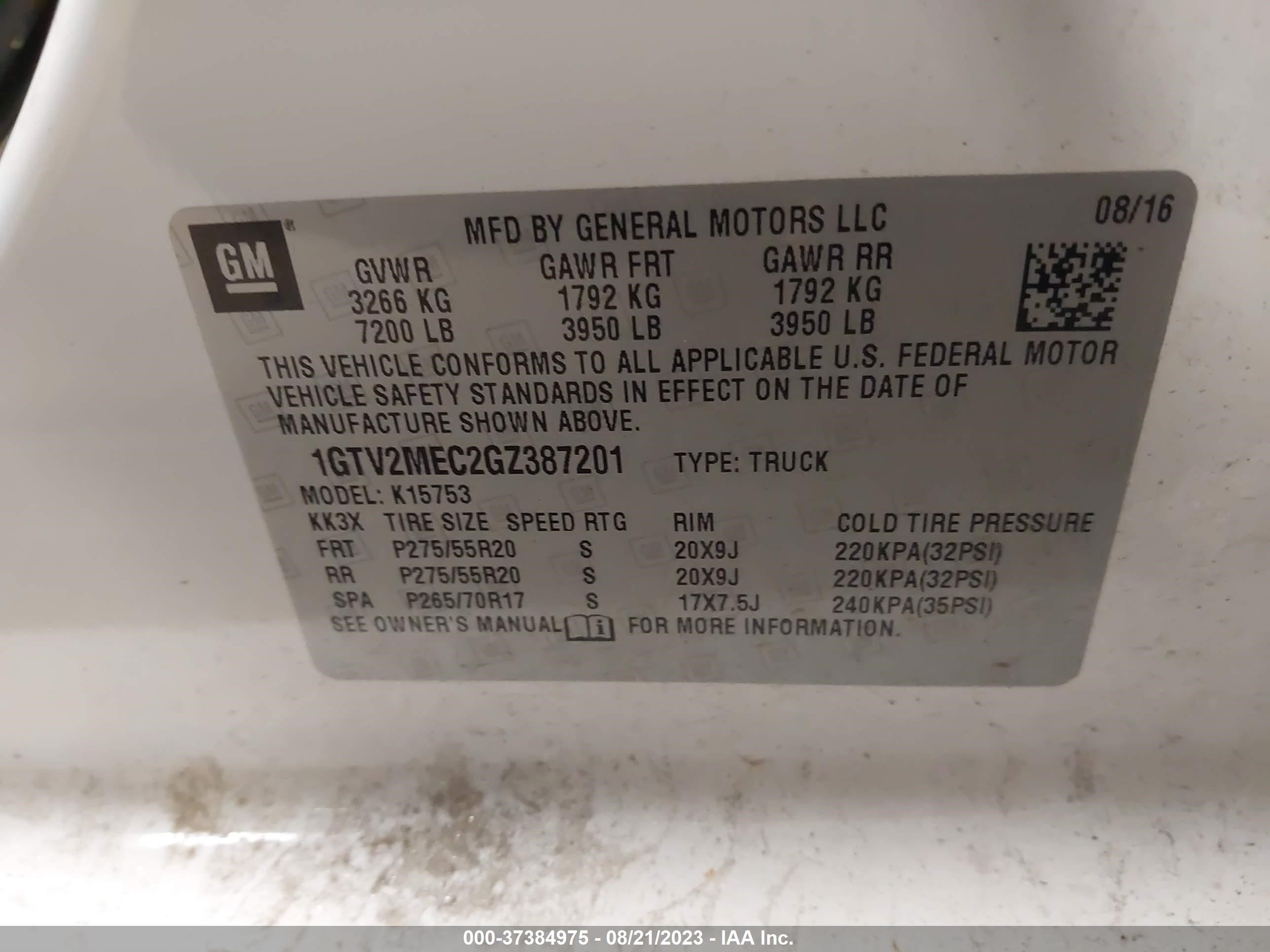 Photo 8 VIN: 1GTV2MEC2GZ387201 - GMC SIERRA 