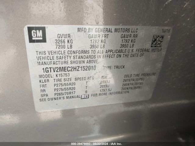 Photo 8 VIN: 1GTV2MEC2HZ152010 - GMC SIERRA 1500 