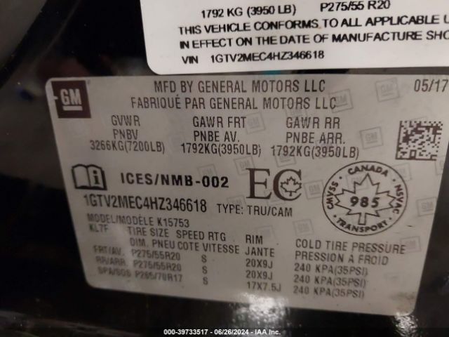 Photo 8 VIN: 1GTV2MEC4HZ346618 - GMC SIERRA 1500 