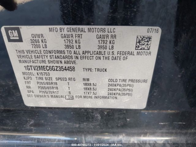 Photo 8 VIN: 1GTV2MEC6GZ354458 - GMC SIERRA 