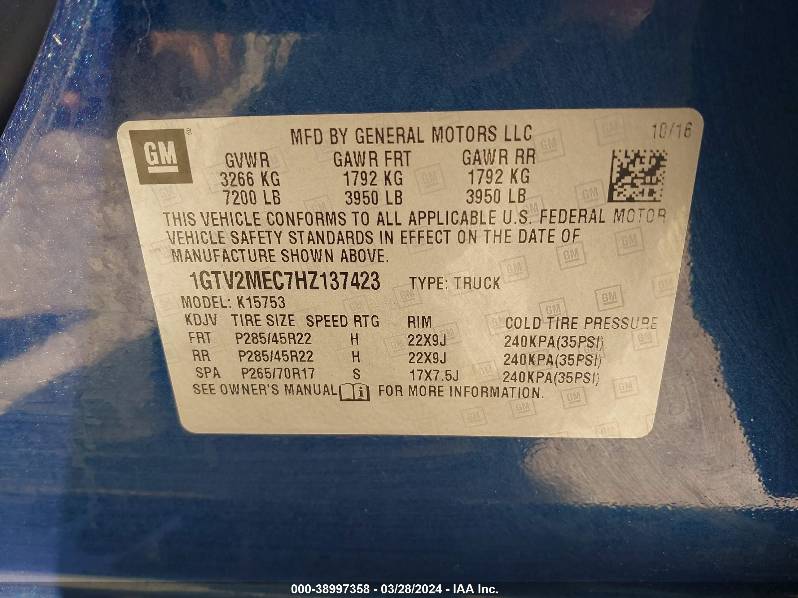 Photo 8 VIN: 1GTV2MEC7HZ137423 - GMC SIERRA 