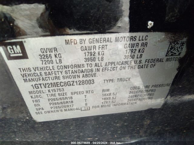 Photo 8 VIN: 1GTV2MEC8GZ128003 - GMC SIERRA 