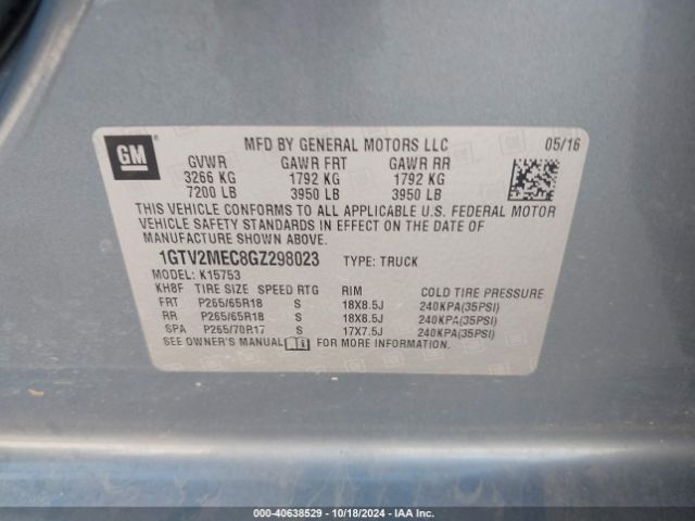 Photo 8 VIN: 1GTV2MEC8GZ298023 - GMC SIERRA 